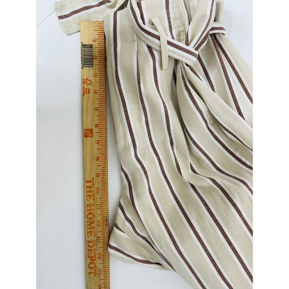 Ann Taylor Factory Womens Sz 6 Wide Leg Pants Stripes Tan Brown White Tie Waist - Picture 9 of 12
